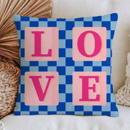 LOVE Woord op geruit Dopamine Esthetisch Patroon  Kussen
