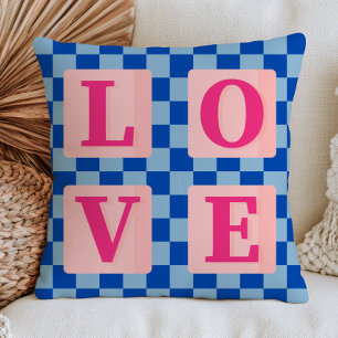 LOVE Woord op geruit Dopamine Esthetisch Patroon  Kussen
