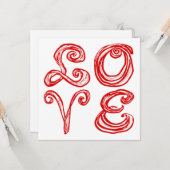 LOVE Word Art Fabric Font Red Letters  Kaart (Voorkant / Achterkant in situ)