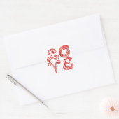LOVE Word Art Fabric Font Red Letters  Vierkante Sticker (Envelop)