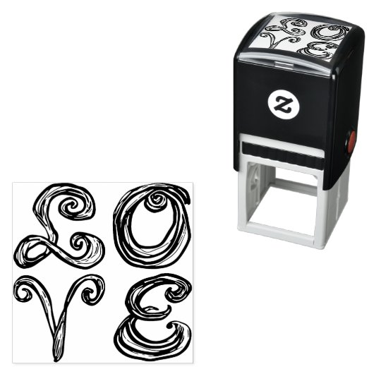 LOVE Word Art Fabric Font Red Letters  Zelfinktende Stempel (In situ)