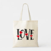 Love Word Art Hearts Red Black Valentijns Tote Bag (Achterkant)