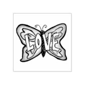 Love Word Butterfly Rubber Stamp Rubberstempel (Afrduk)