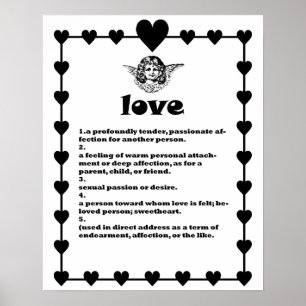 Love word Definition Angel cherub Art Poster