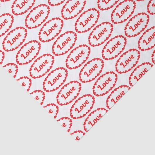 Love Word in Red and White Ovals Pattern  Tissuepapier (Detail)