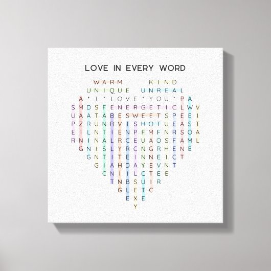 Love Word Quest - Hartpuzzel - Ik hou van je Canvas Afdruk (Voorkant)