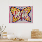 Love Word Roze Butterfly Art Print Posters (Keuken)