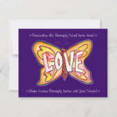 Love Word Roze Butterfly Custom Art Invitations Kaart (Voorkant)