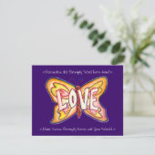 Love Word Roze Butterfly Custom Art Invitations Kaart (Staand voorkant)