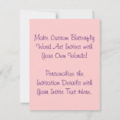 Love Word Roze Butterfly Custom Art Invitations Kaart (Achterkant)