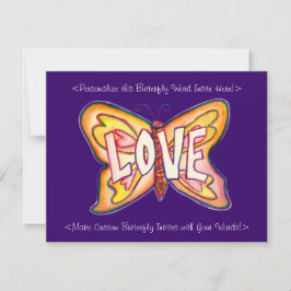 Love Word Roze Butterfly Custom Art Invitations Kaart