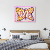 Love Word Roze Butterfly Painting Canvas Artwork Afdruk (Insitu (Slaapkamer))