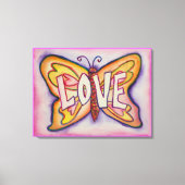 Love Word Roze Butterfly Painting Canvas Artwork Afdruk (Voorkant)