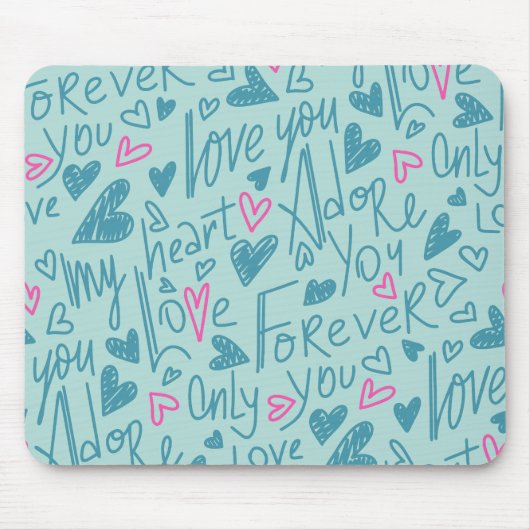  Love Words & Hearts Muismat (Voorkant)