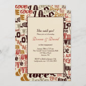 Love Words Invitation Kaart (Voorkant / Achterkant)