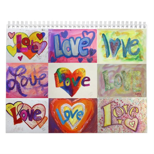 Love Words XOXO Art Paintings Calendar Kalender (Hoes)