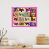 Love Words XOXO Artwork Paintings Poster Art Print (Keuken)
