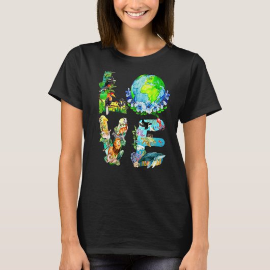 Love World Earth Day 2022 Planet Environmental Ani T-shirt (Voorkant)