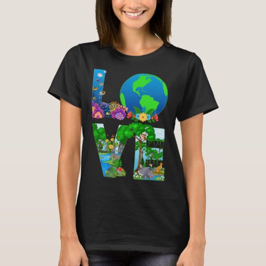 Love World Earth Day 2023 Planet Environmental Ani T-shirt (Voorkant)
