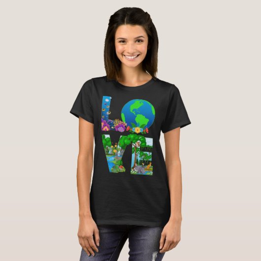 Love World Earth Day 2023 Planet Environmental Ani T-shirt (Voorkant volledig)