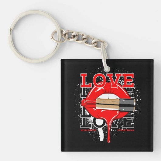 Love Worldwide Streetwear Lips  mode Sleutelhanger (voorkant)