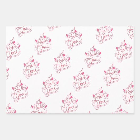 LOVE Wrapping Paper Flat Sheet Set van 3 (Voorkant 2)