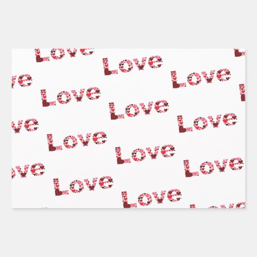 LOVE Wrapping Paper Flat Sheet Set van 3 (Voorkant)