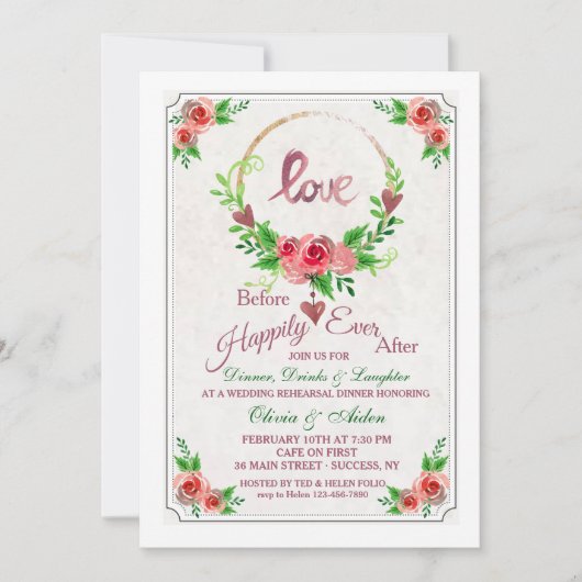 Love Wreath Invitation Kaart (Voorkant)