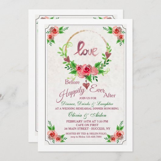 Love Wreath Invitation Kaart (Voorkant / Achterkant)