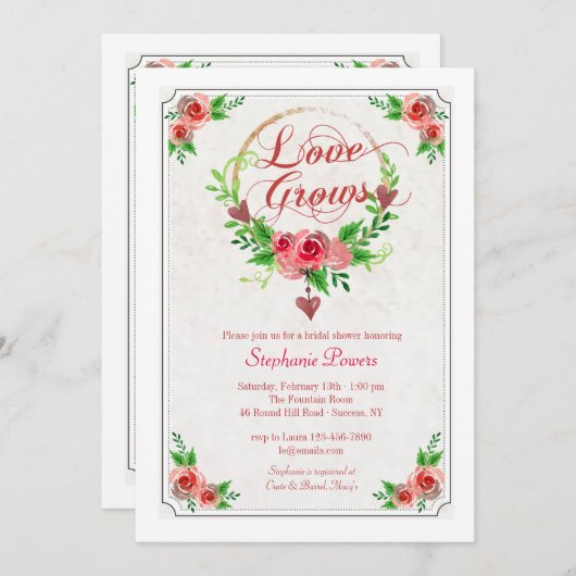 Love Wreath Invitation Kaart (Voorkant / Achterkant)