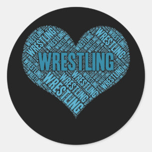Love Wresting Dad word cloud Ronde Sticker