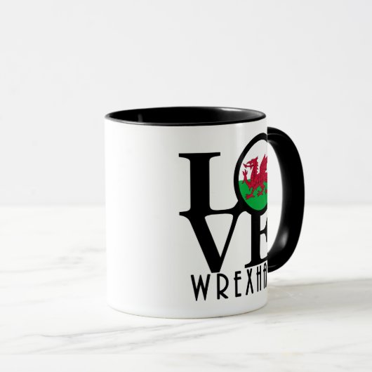 LOVE Wrexham Wales 11oz Mok (Voorkant rechts)