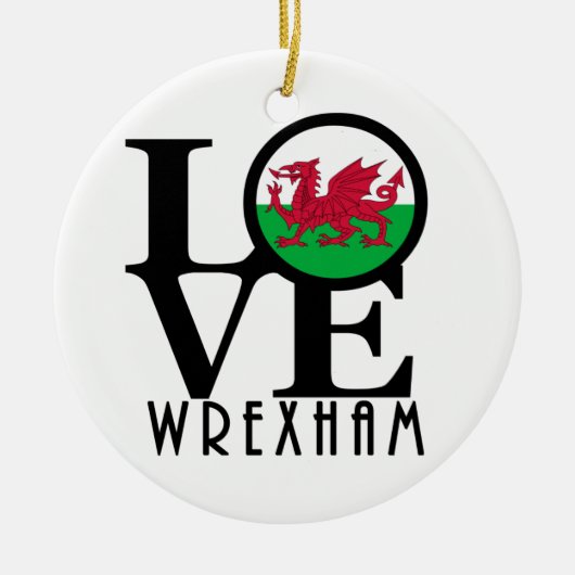 LOVE Wrexham Wales Keramisch Ornament (Voorkant)