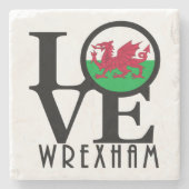 LOVE Wrexham Wales Stenen Onderzetter (Voorkant)