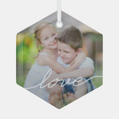 LOVE Writing Custom Photo Ornaments Glas Ornament (Voorkant)