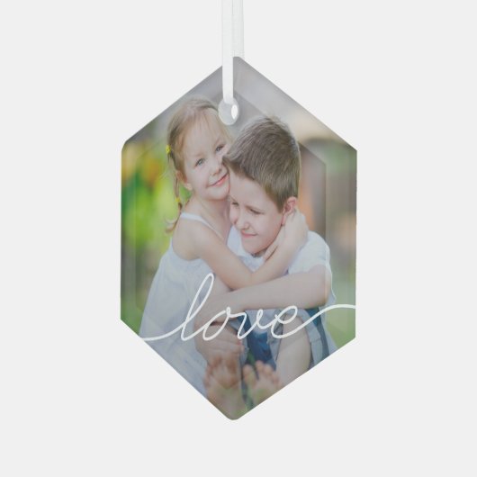 LOVE Writing Custom Photo Ornaments Glas Ornament (Voorkant links)