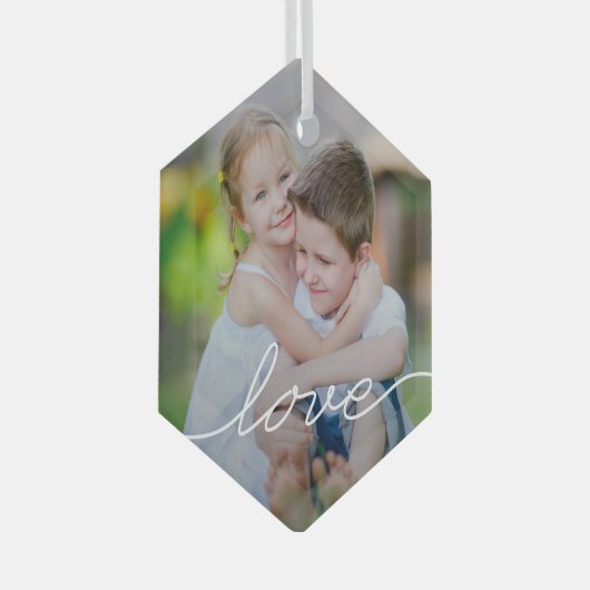 LOVE Writing Custom Photo Ornaments Glas Ornament (Voorkant Rechts)