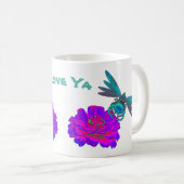 Love Ya Cute Dragonfly Zinnia Flower Koffiemok (Voorkant rechts)