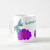 Love Ya Cute Dragonfly Zinnia Flower Koffiemok (Voorkant links)