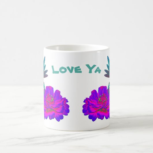 Love Ya Cute Dragonfly Zinnia Flower Koffiemok (Center)