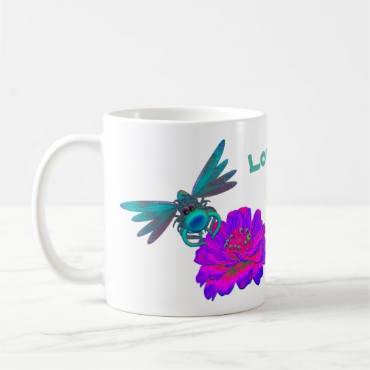 Love Ya Cute Dragonfly Zinnia Flower Koffiemok (Links)