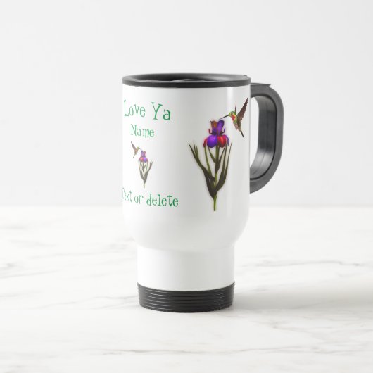 Love Ya Hummingbird Iris Personalized Reisbeker (Voorkant rechts)