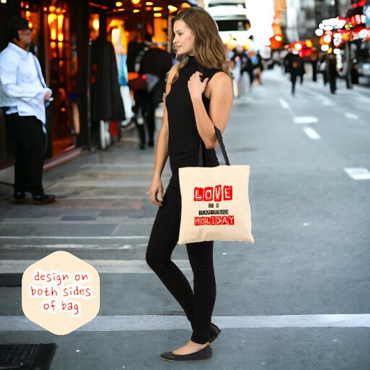 Love Year-Round Holiday Red Black Typography Quote Tote Bag