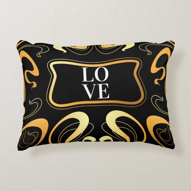 Love Yellow Abstract Accent Kussen (Voorkant)