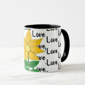 Love Yellow Floral Mok (Voorkant rechts)