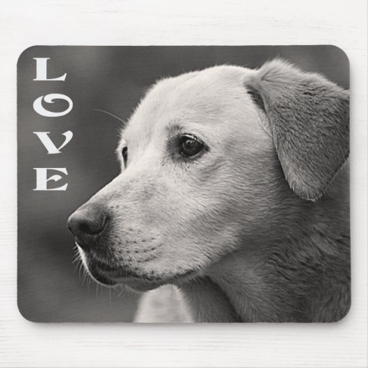 Love Yellow Labrador Retriever Puppy Dog Mousepad Muismat (Voorkant)