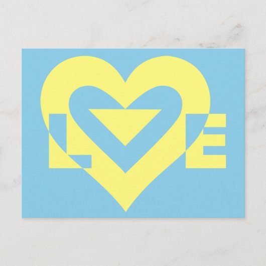 Love Yellow on Blue Briefkaart (Voorkant)
