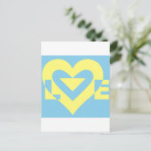 Love Yellow on Blue Briefkaart (Staand voorkant)
