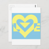 Love Yellow on Blue Briefkaart (Voorkant / Achterkant)
