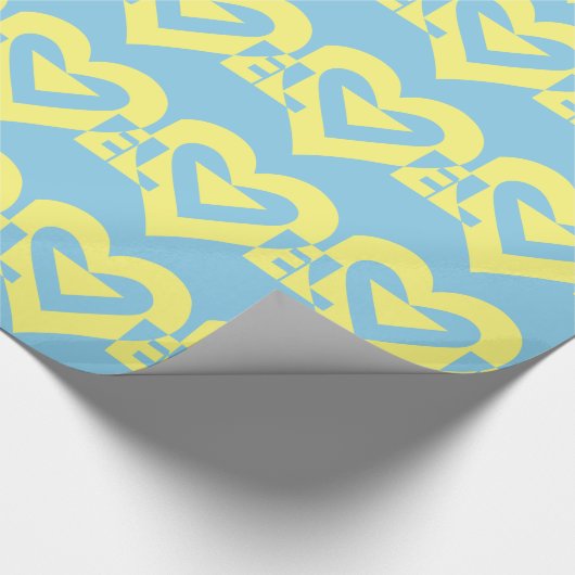 Love Yellow on Blue Cadeaupapier (Hoek)